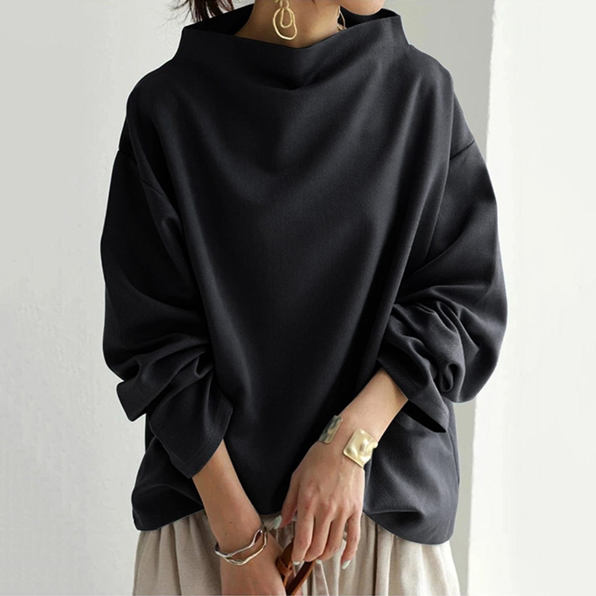 Elly | Top in Maglia con Collo Alto e Morbida Texture
