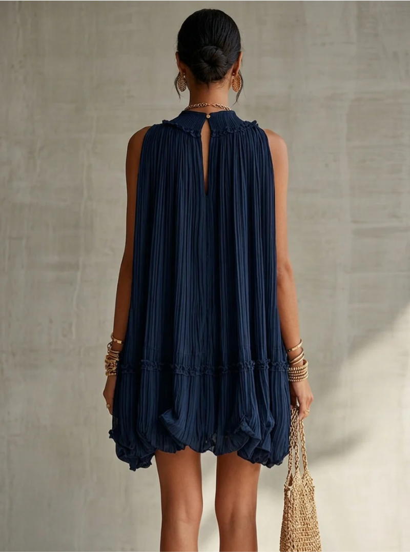 CAMILLA | MINI ABITO CHIFFON CON COLLO ALL'AMERICANA E GONNA BALLOON