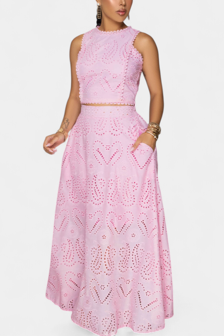 Danitza Set Romantico con Pizzo e Design Floreale Forato