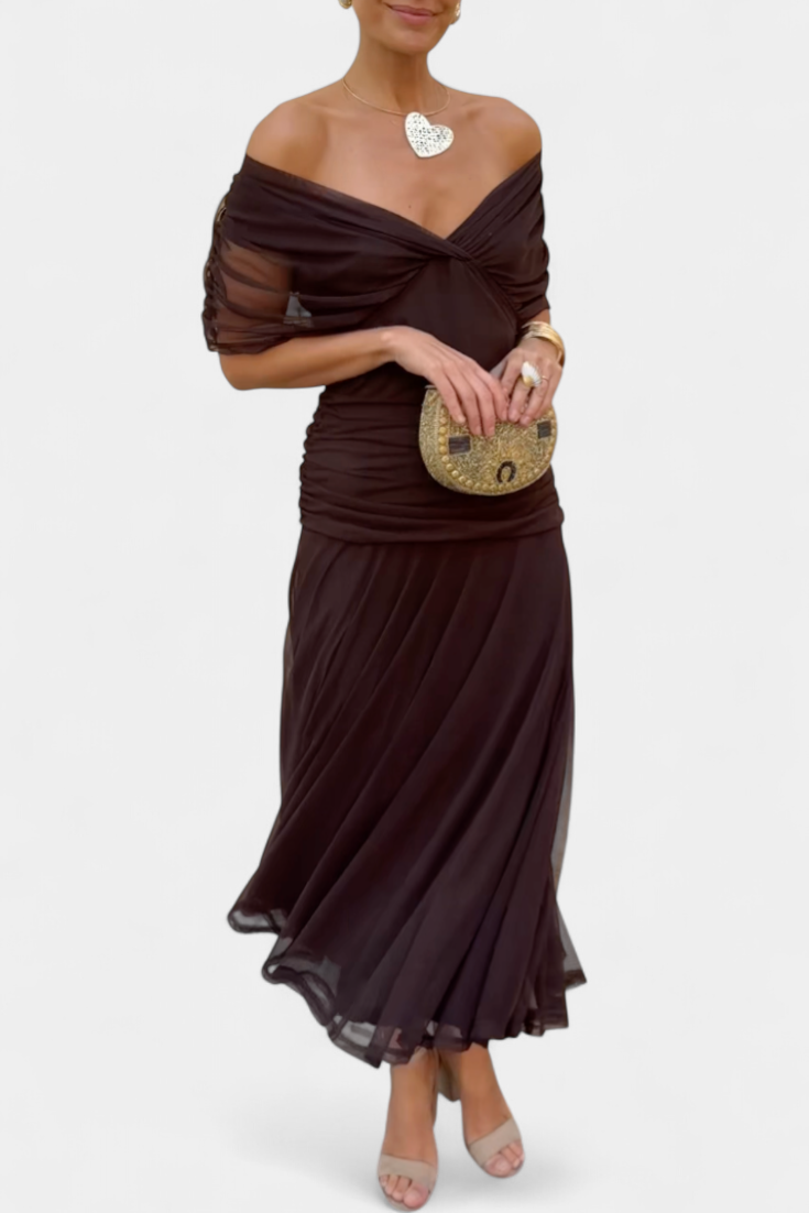 Alondra Vestito Lungo con Fantasia Floreale e Décolleté
