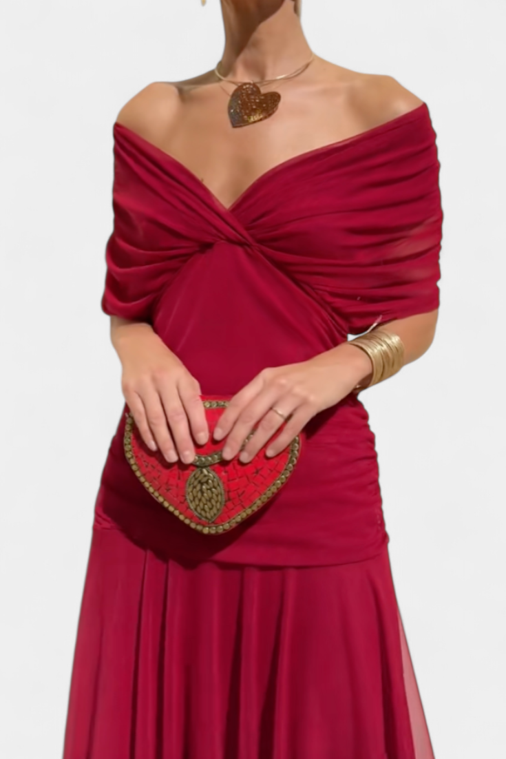 Alondra Vestito Lungo con Fantasia Floreale e Décolleté