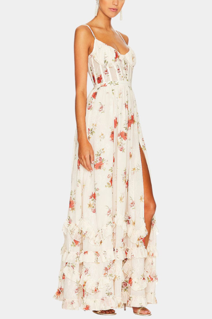 Abito Maxi Corsetto Luna con Design Floreale