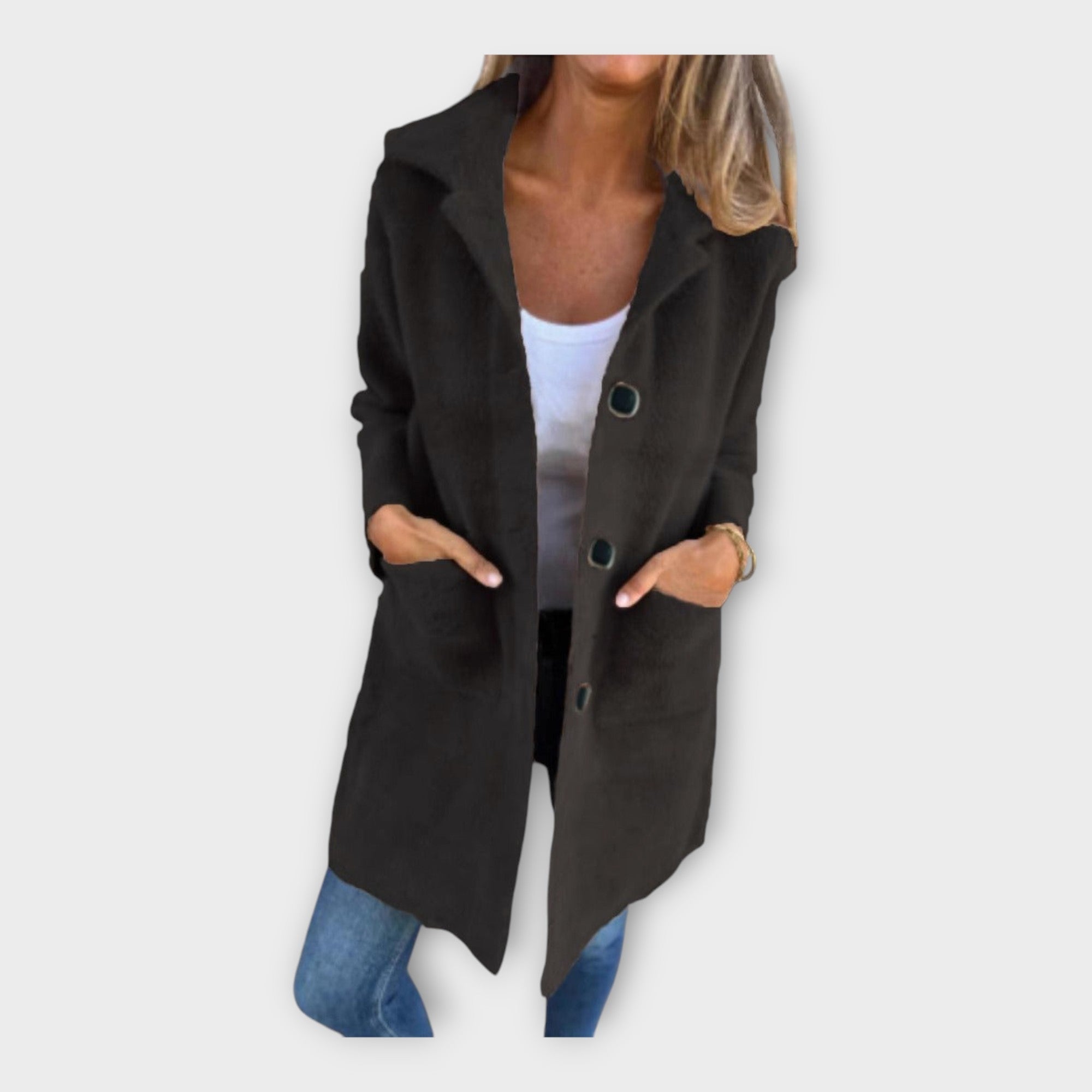Cappotto di Lana con Chiusura Elegante