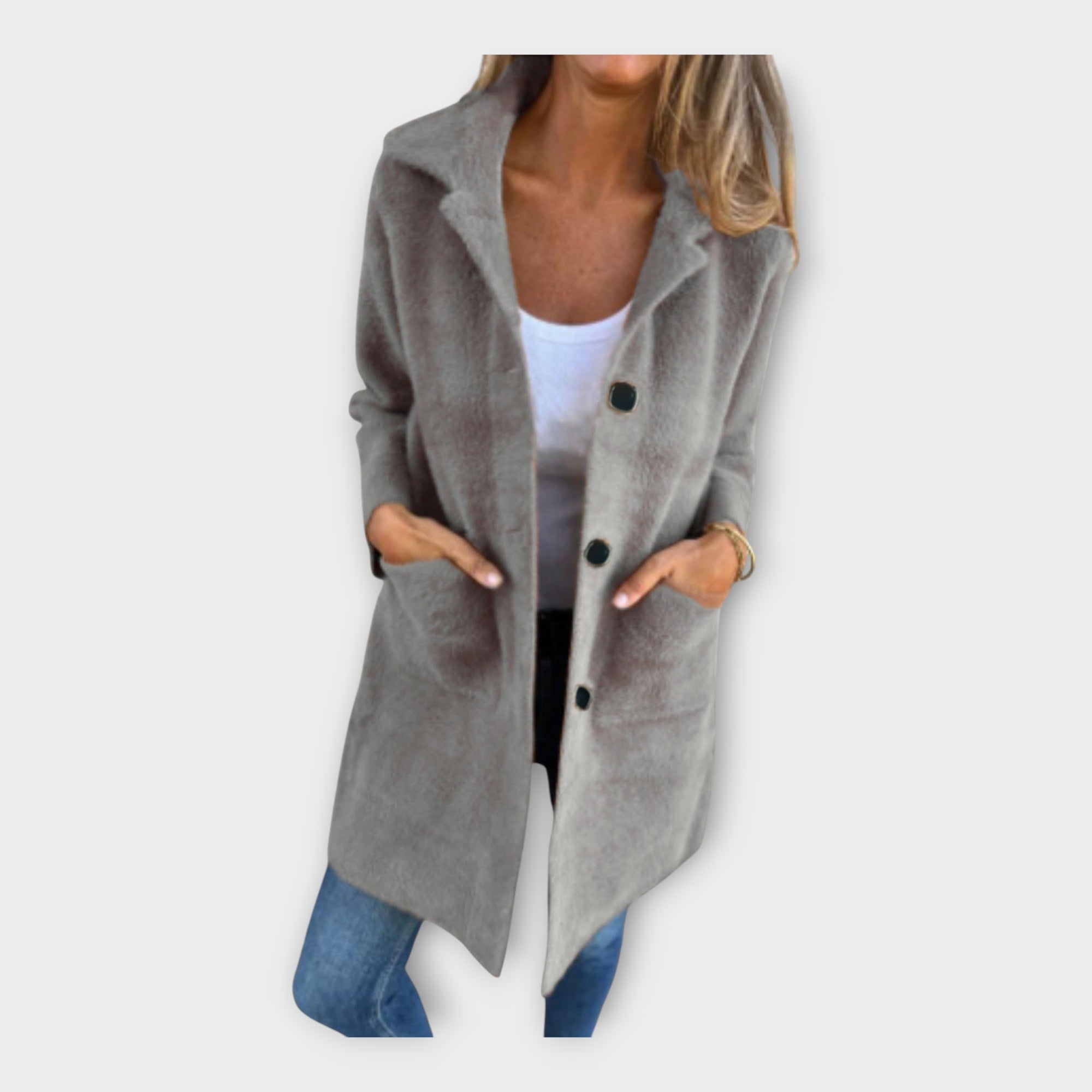 Cappotto di Lana con Chiusura Elegante
