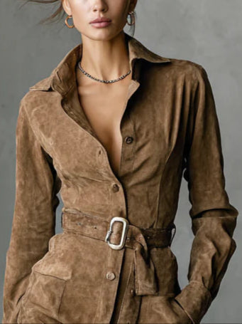 Nalea™ | Abito lungo in suede sintetico moderno