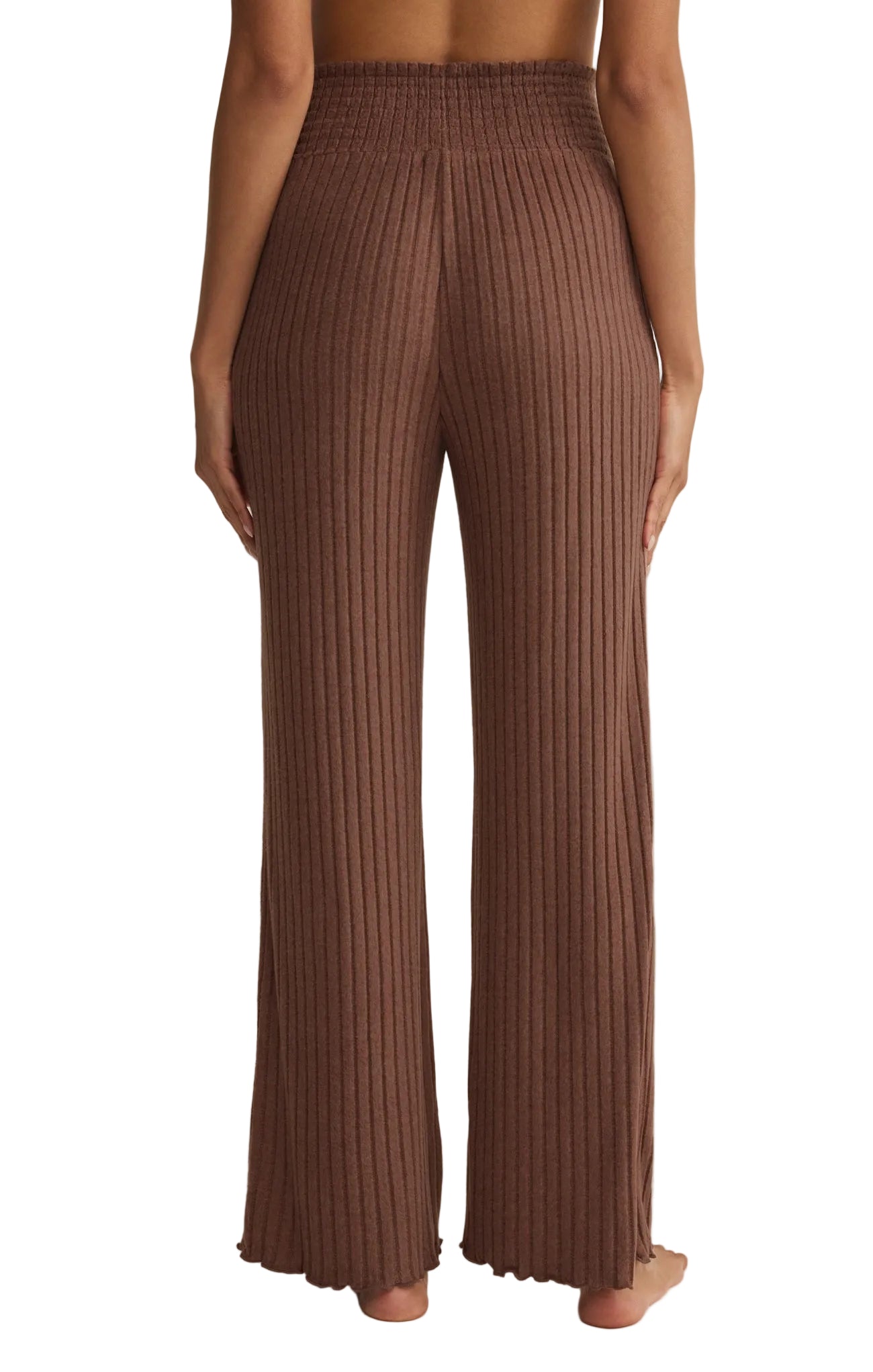 Megan | Pantaloni Dawn in Raso di Seta con Arricciature (Dawn Smocked Silky Rib Pant)