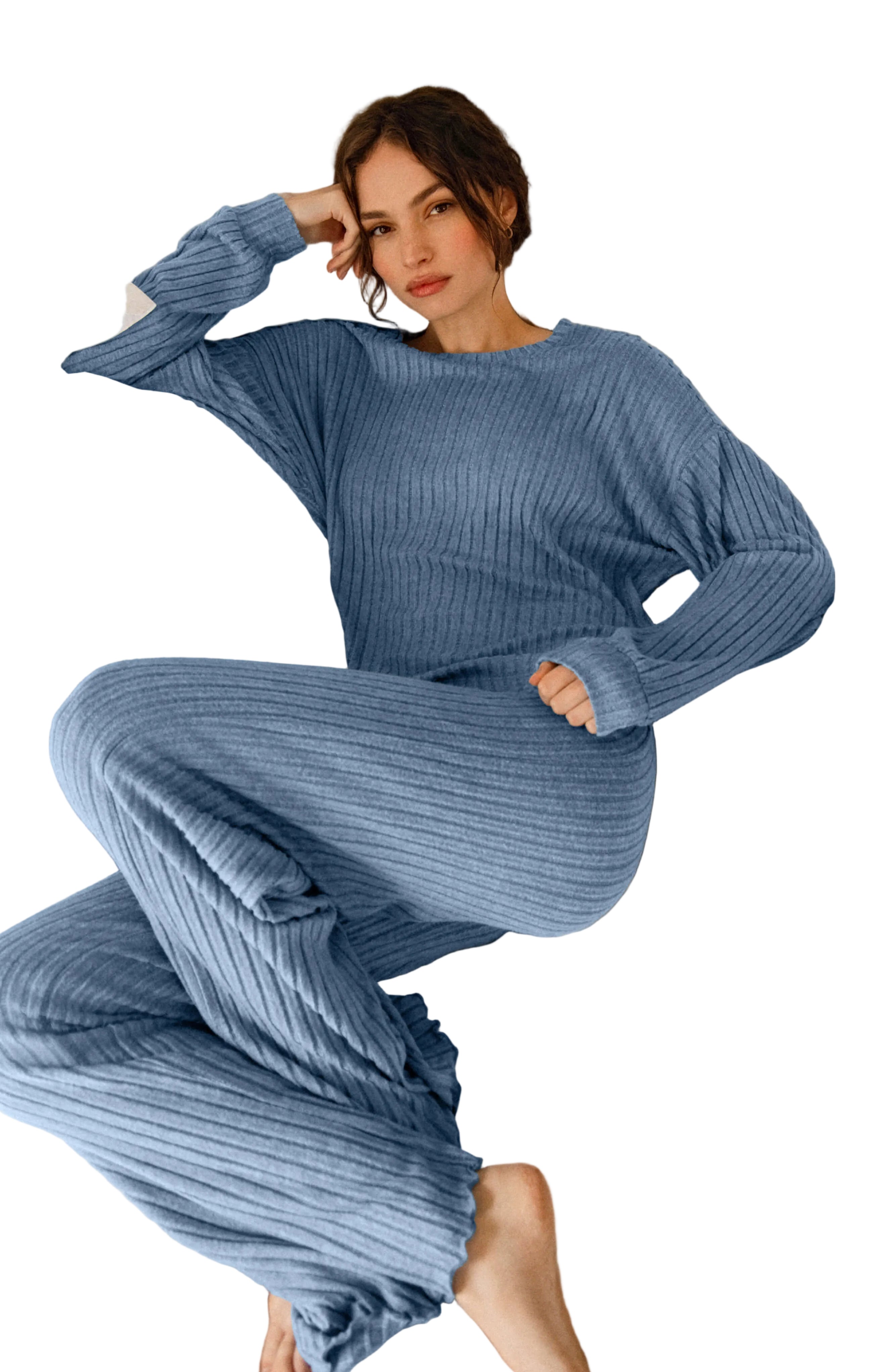 Megan | Pantaloni Dawn in Raso di Seta con Arricciature (Dawn Smocked Silky Rib Pant)