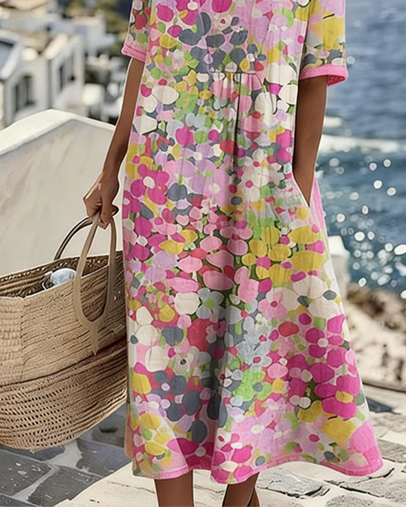 Elena | Vestito midi floreale leggero e svasato