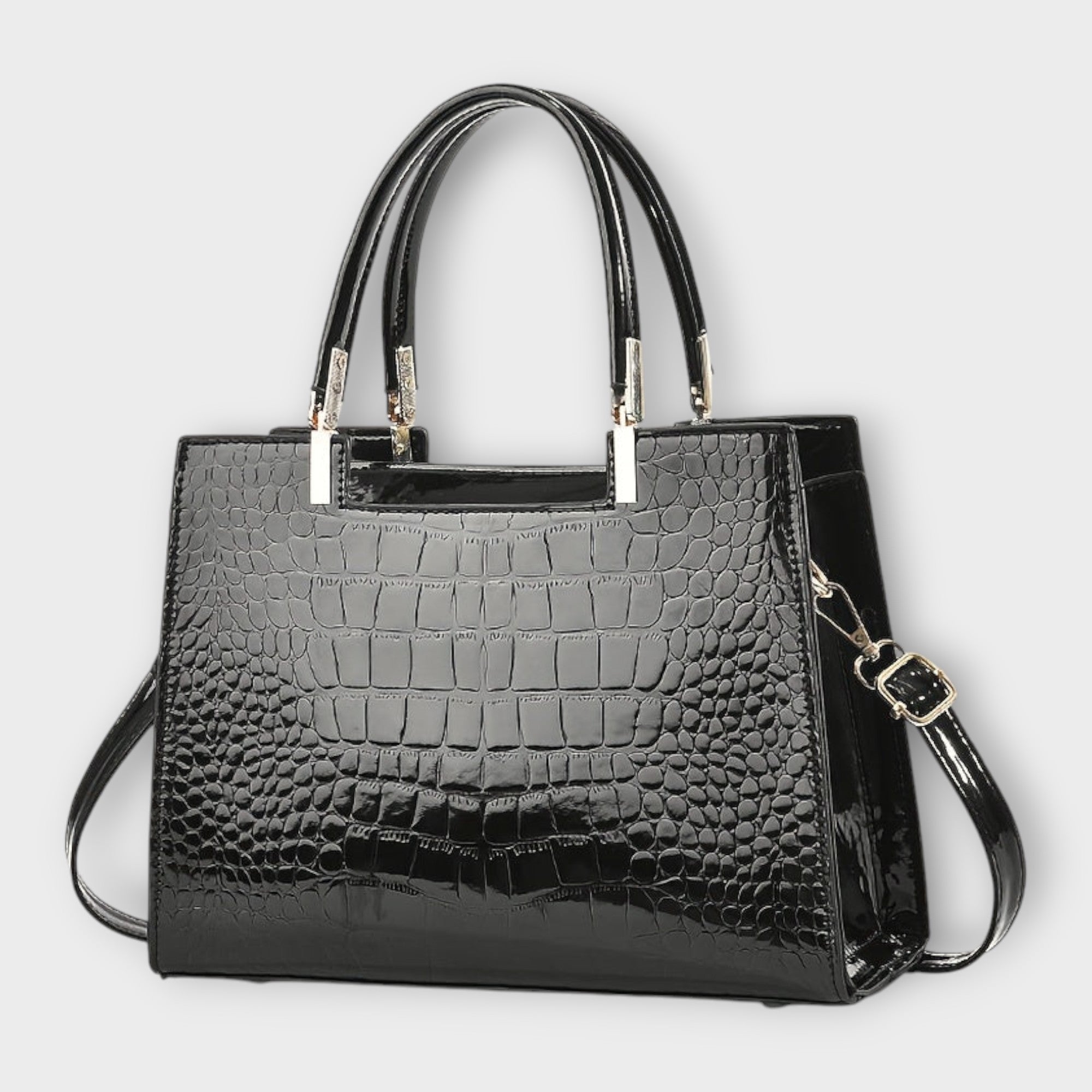 Erain - Borsa lucida in pelle di coccodrillo