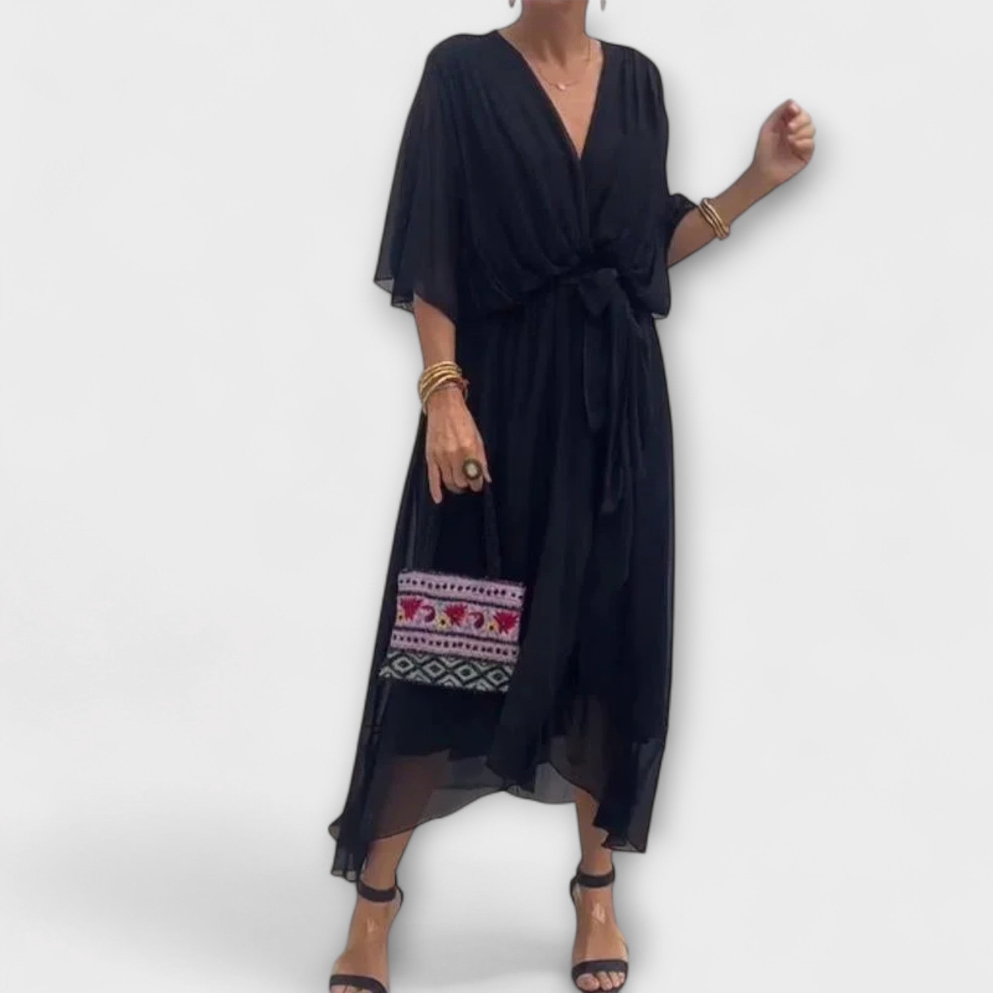 Amoura — Abito in Chiffon con Scollatura a V