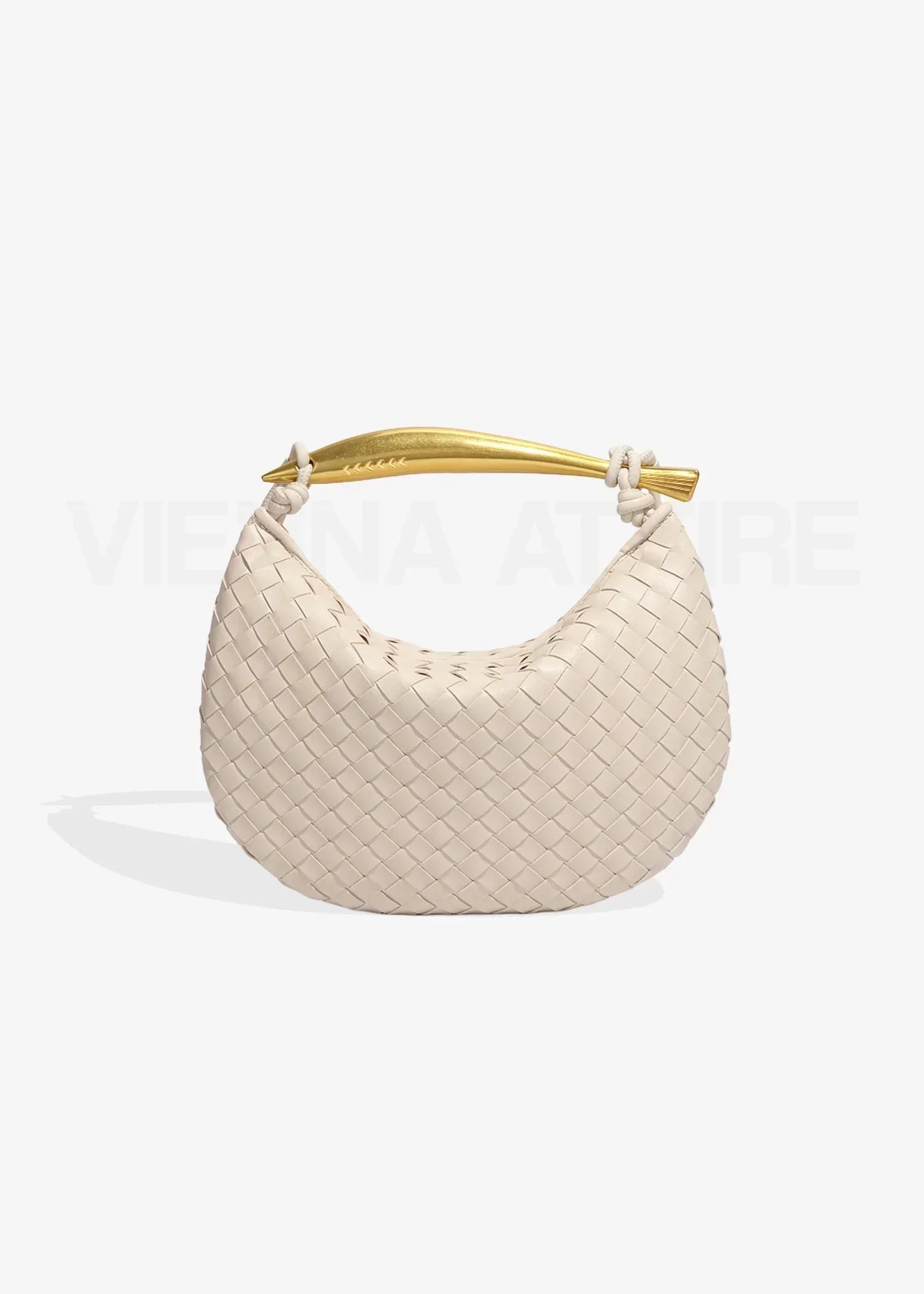 Alessandra – Borsa con Design Intessuto e Manico Dorato