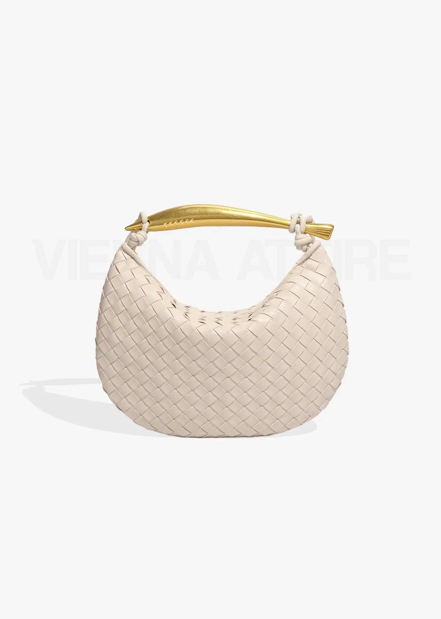 Alessandra – Borsa con Design Intessuto e Manico Dorato