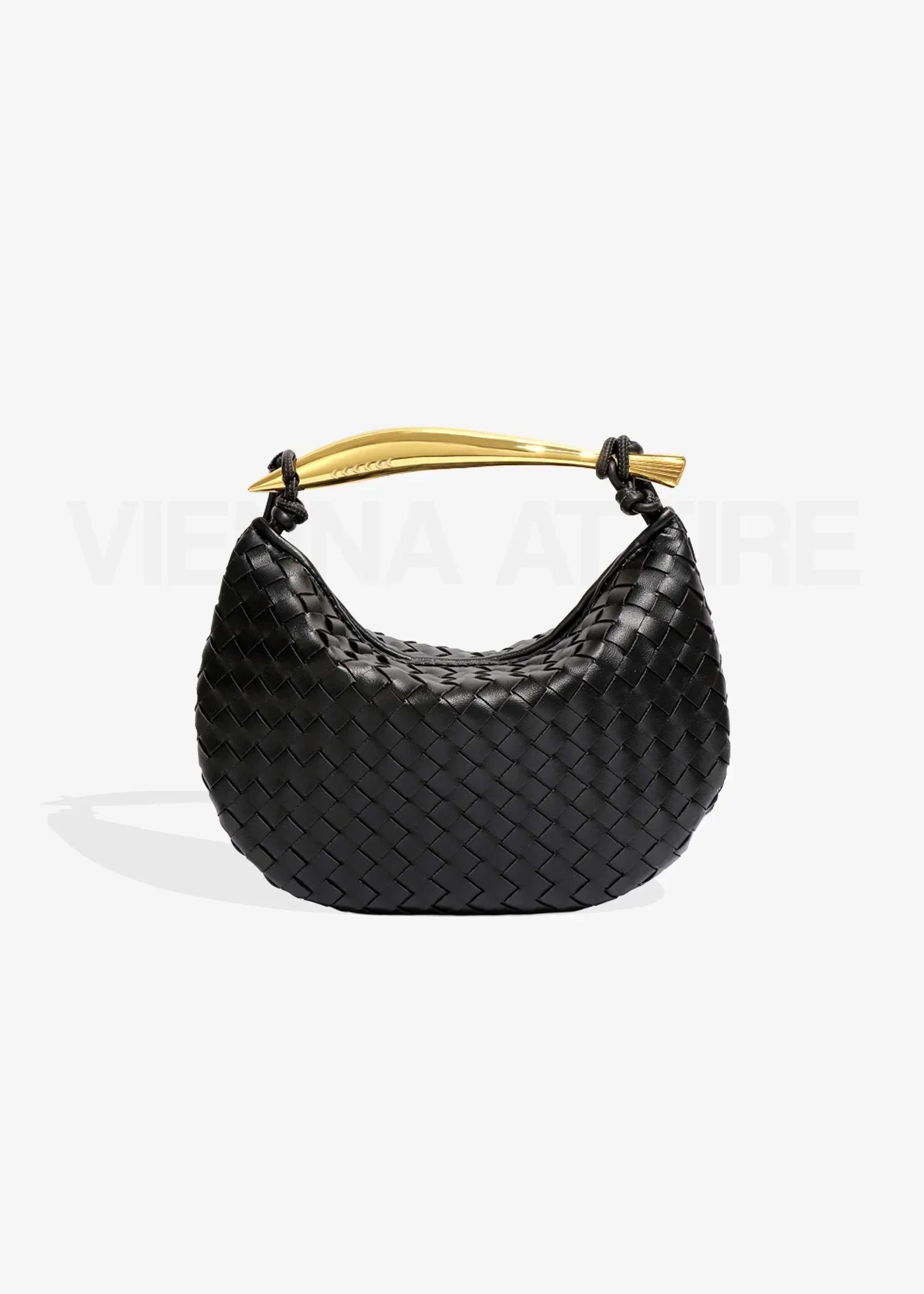 Alessandra – Borsa con Design Intessuto e Manico Dorato