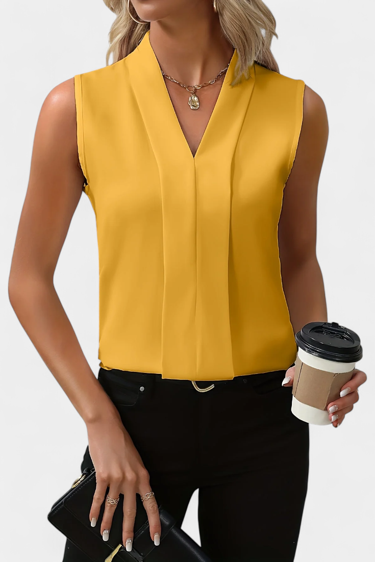 Nele Blusa Senza Maniche con Scollatura a V e Linea Ariosa