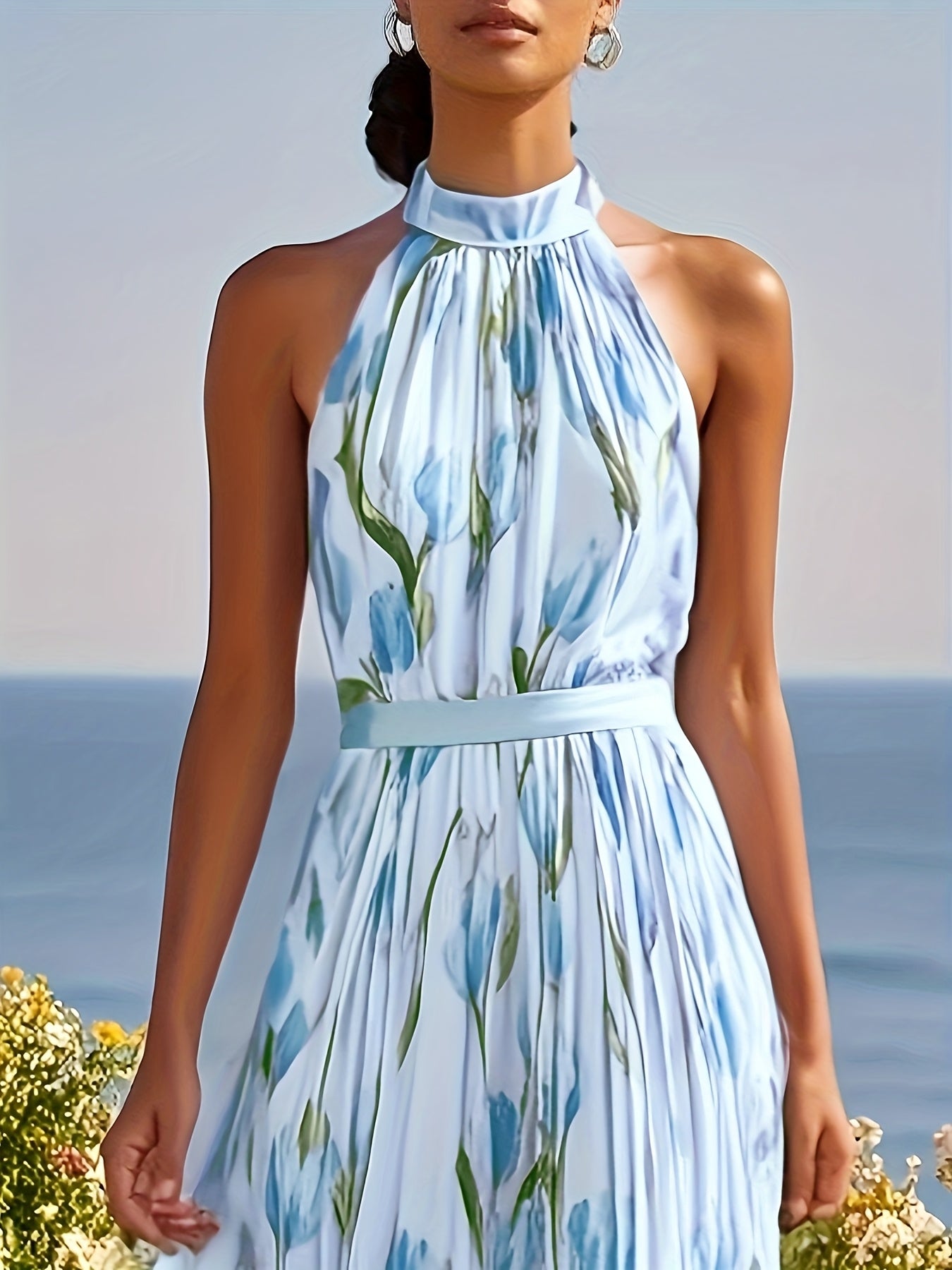 Tulipa™ - Maxi abito con scollatura halterneck e design a tulipano
