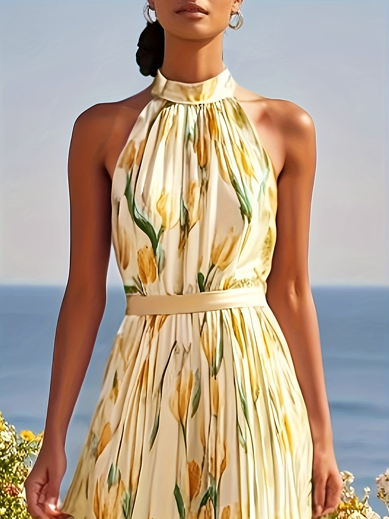 Tulipa™ - Maxi abito con scollatura halterneck e design a tulipano