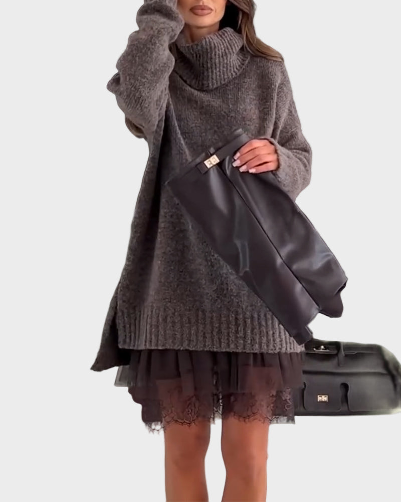 Due pezzi set casual con colletto in pizzo