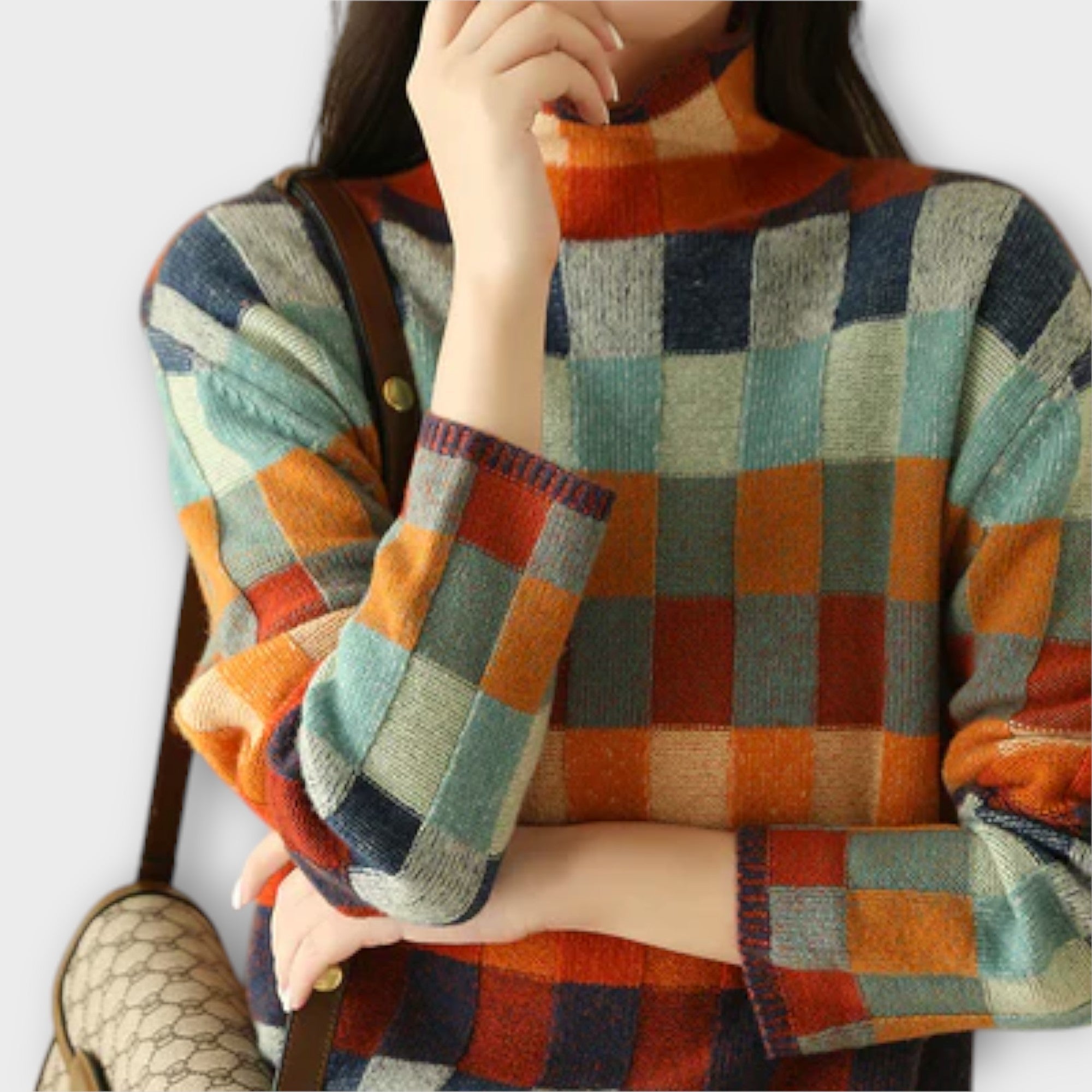 Erika - Maglione con Collo Alto Patchwork