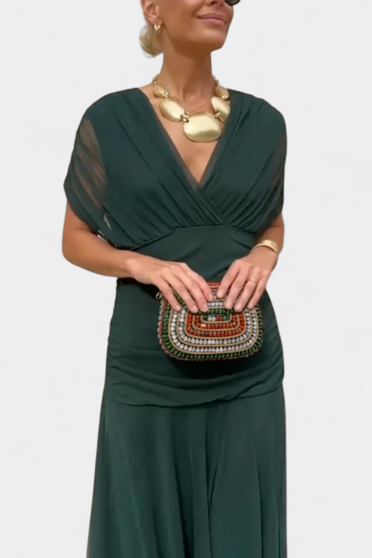 Alondra Vestito Lungo con Fantasia Floreale e Décolleté
