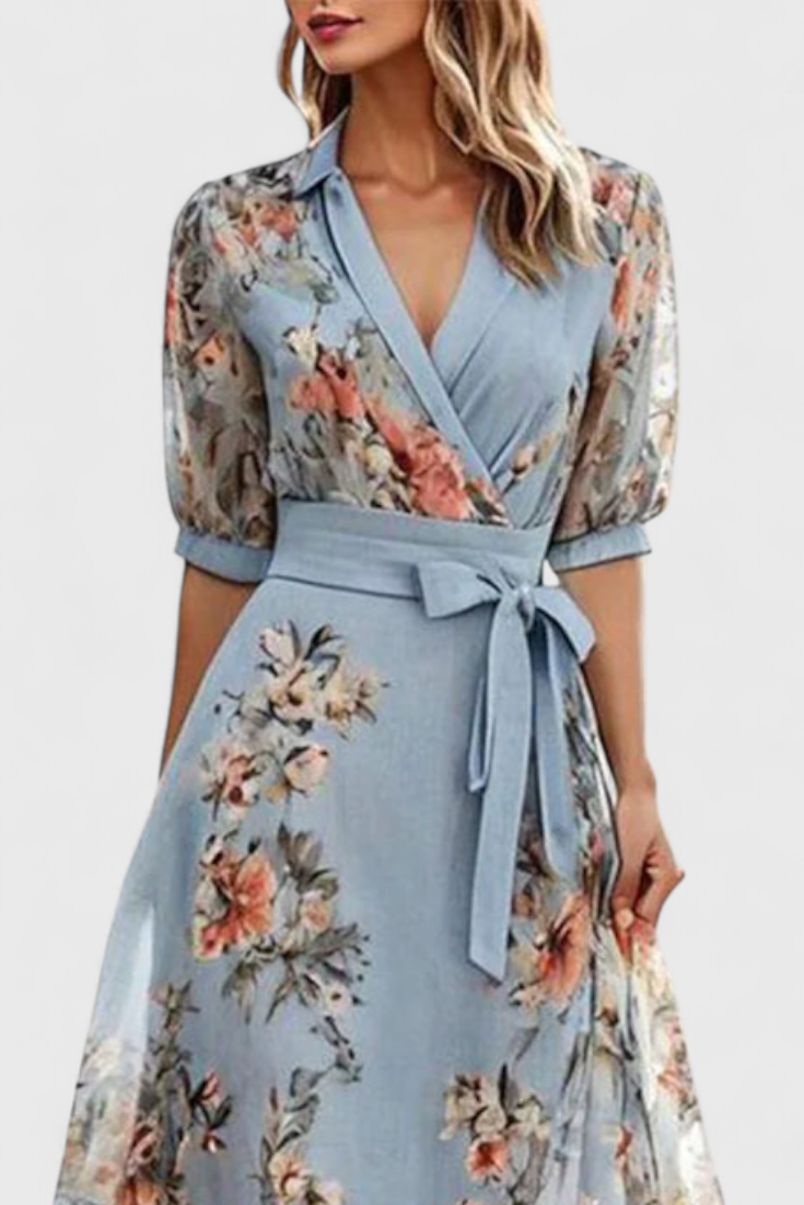 Arlet Vestito Midi Floreale con Scollatura a V