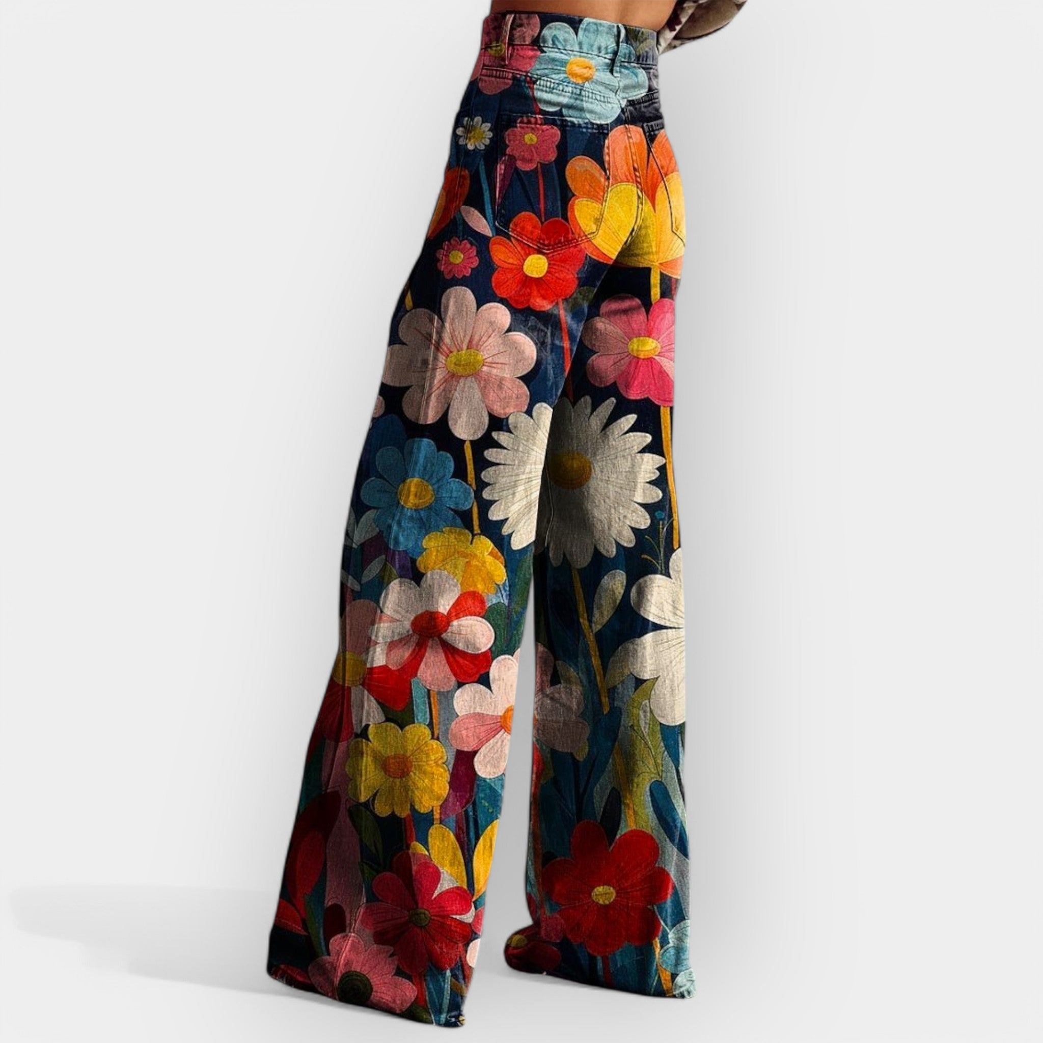 Pantaloni Floreali con Gamba Ampia