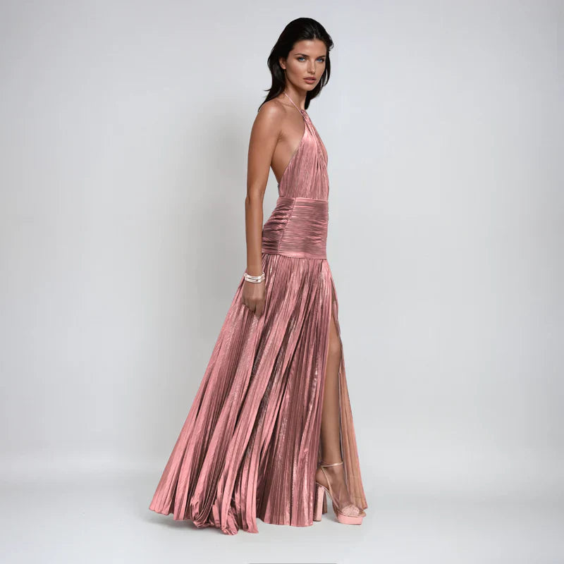 Emma | Abito Halter Metallico con Schiena Scoperta