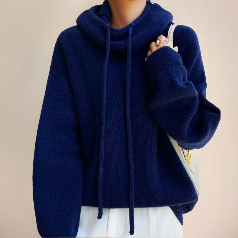 Amina - Felpa con Cappuccio in Merino di Lusso
