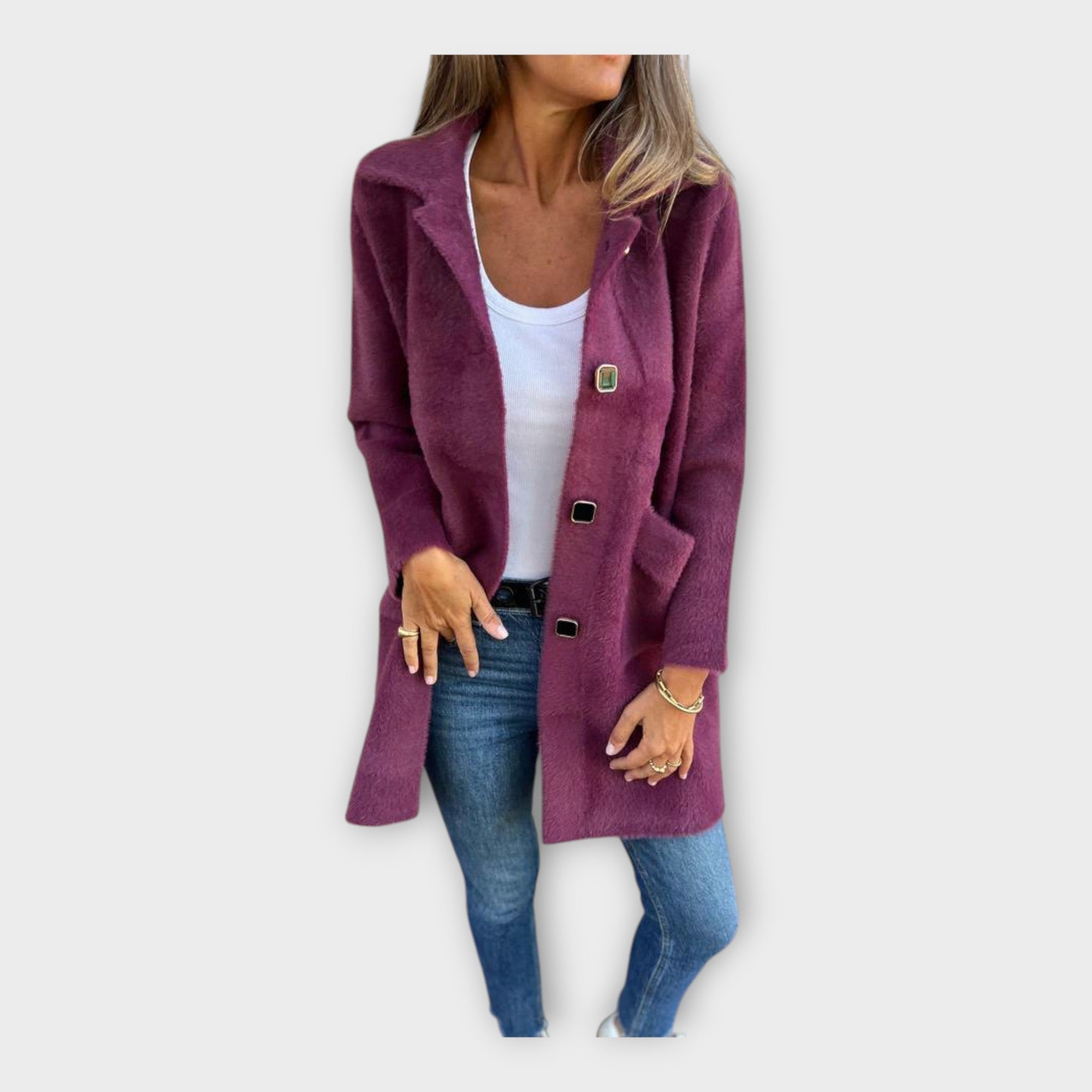 Cappotto di Lana con Chiusura Elegante