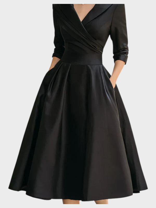 Gabriella | Elegante Abito Midi con Dettagli Raffinati e Pratiche Tasche