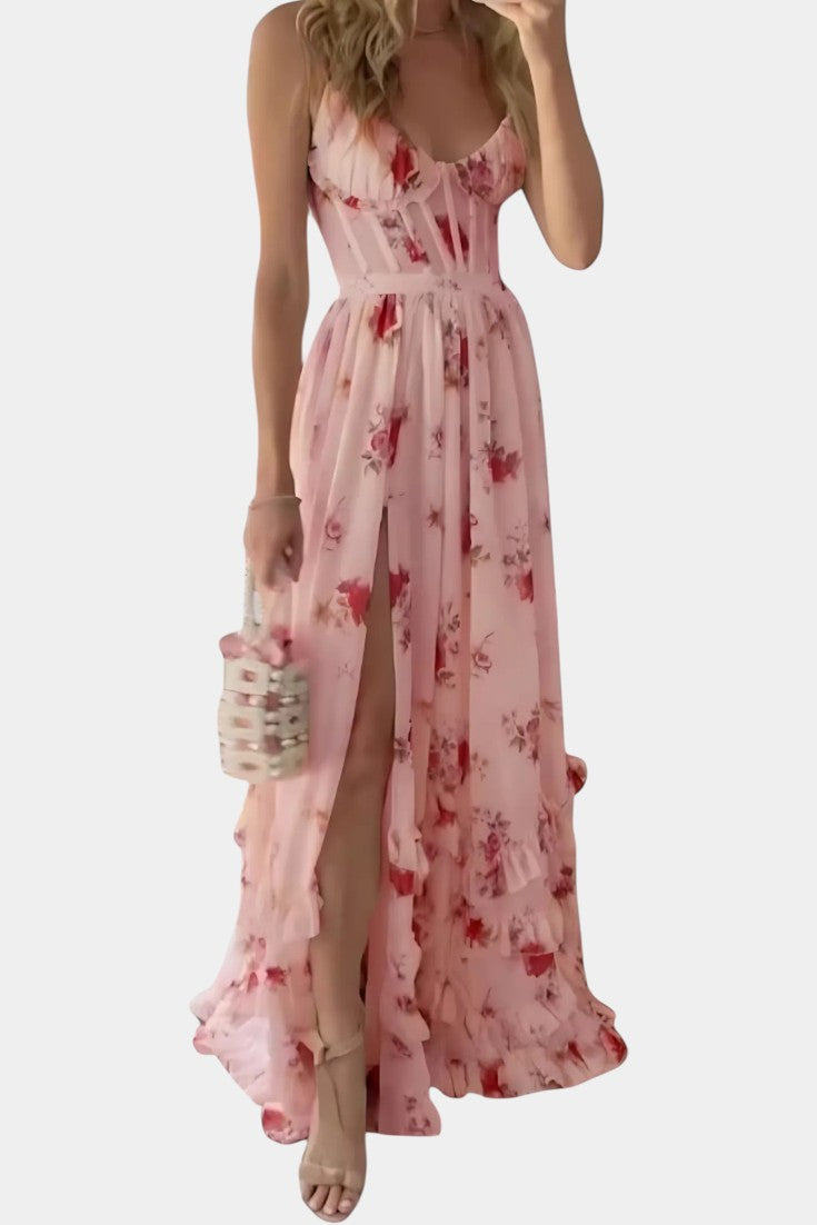 Abito Maxi Corsetto Luna con Design Floreale