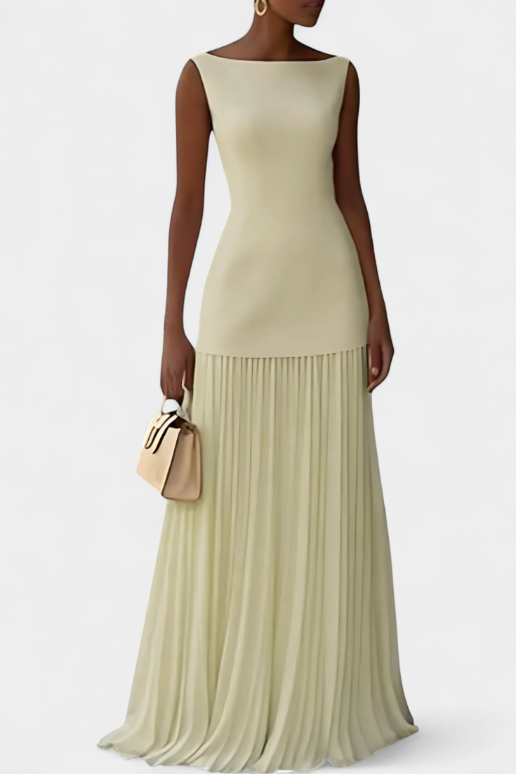Silvana Abito da Sera Lungo in Chiffon con Pieghe