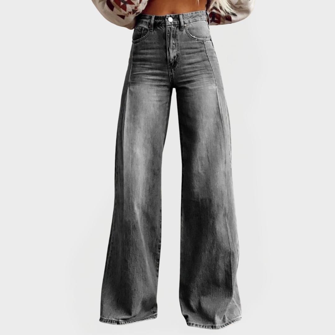 Pantaloni in Jeans Eleganti con Gamba Larga