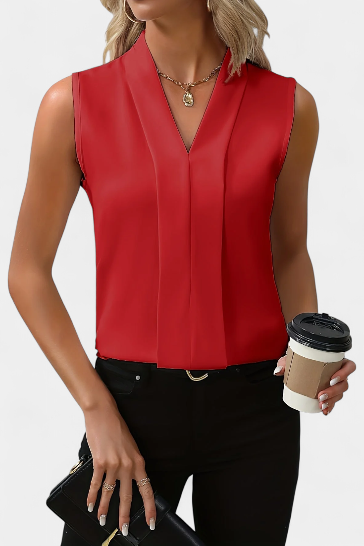 Nele Blusa Senza Maniche con Scollatura a V e Linea Ariosa