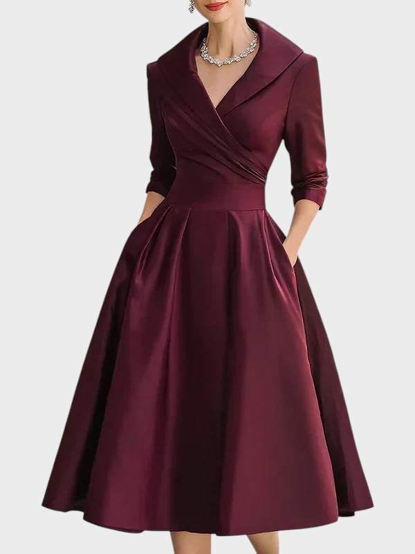 Gabriella | Elegante Abito Midi con Dettagli Raffinati e Pratiche Tasche