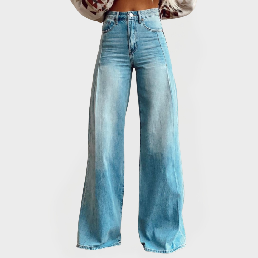 Pantaloni in Jeans Eleganti con Gamba Larga