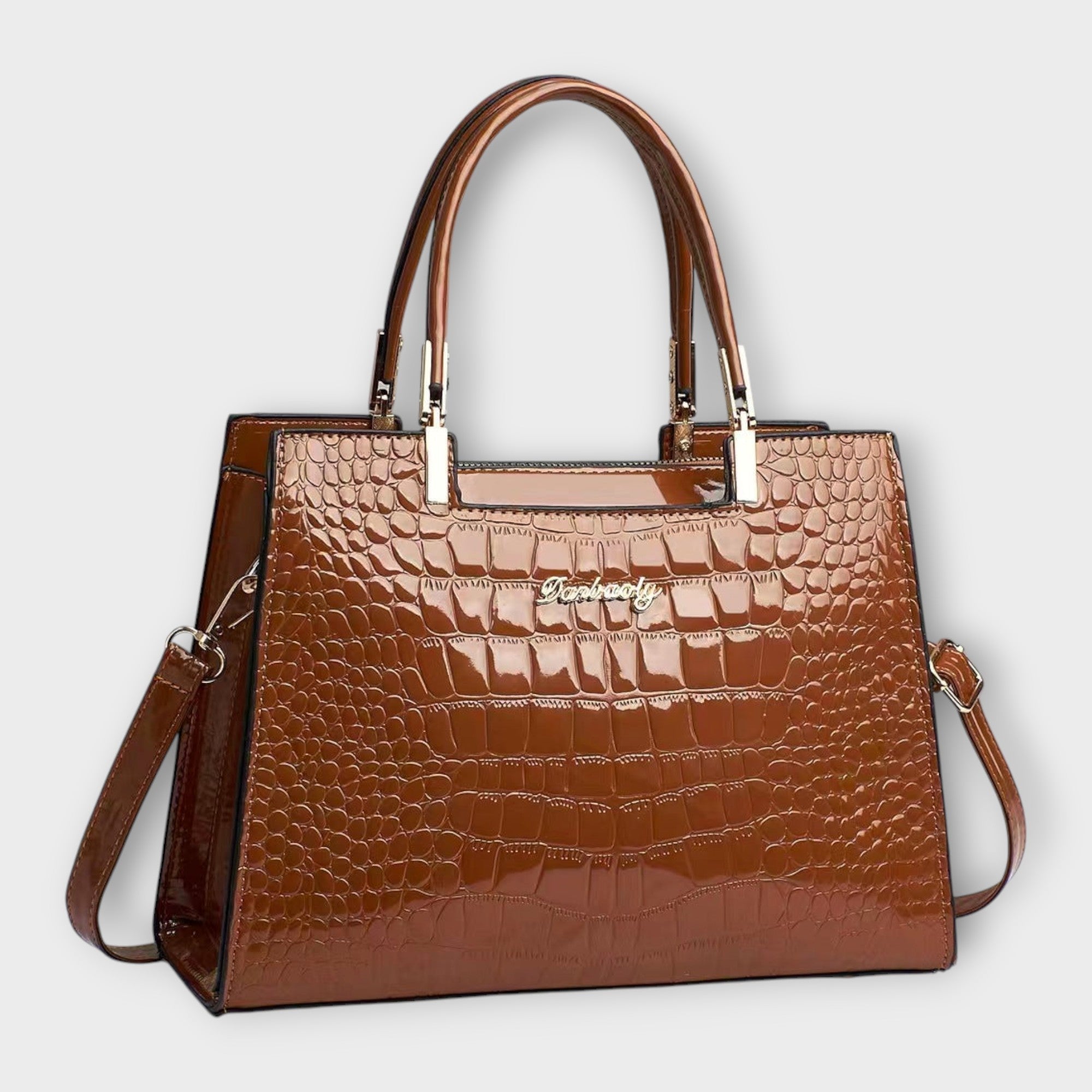 Erain - Borsa lucida in pelle di coccodrillo