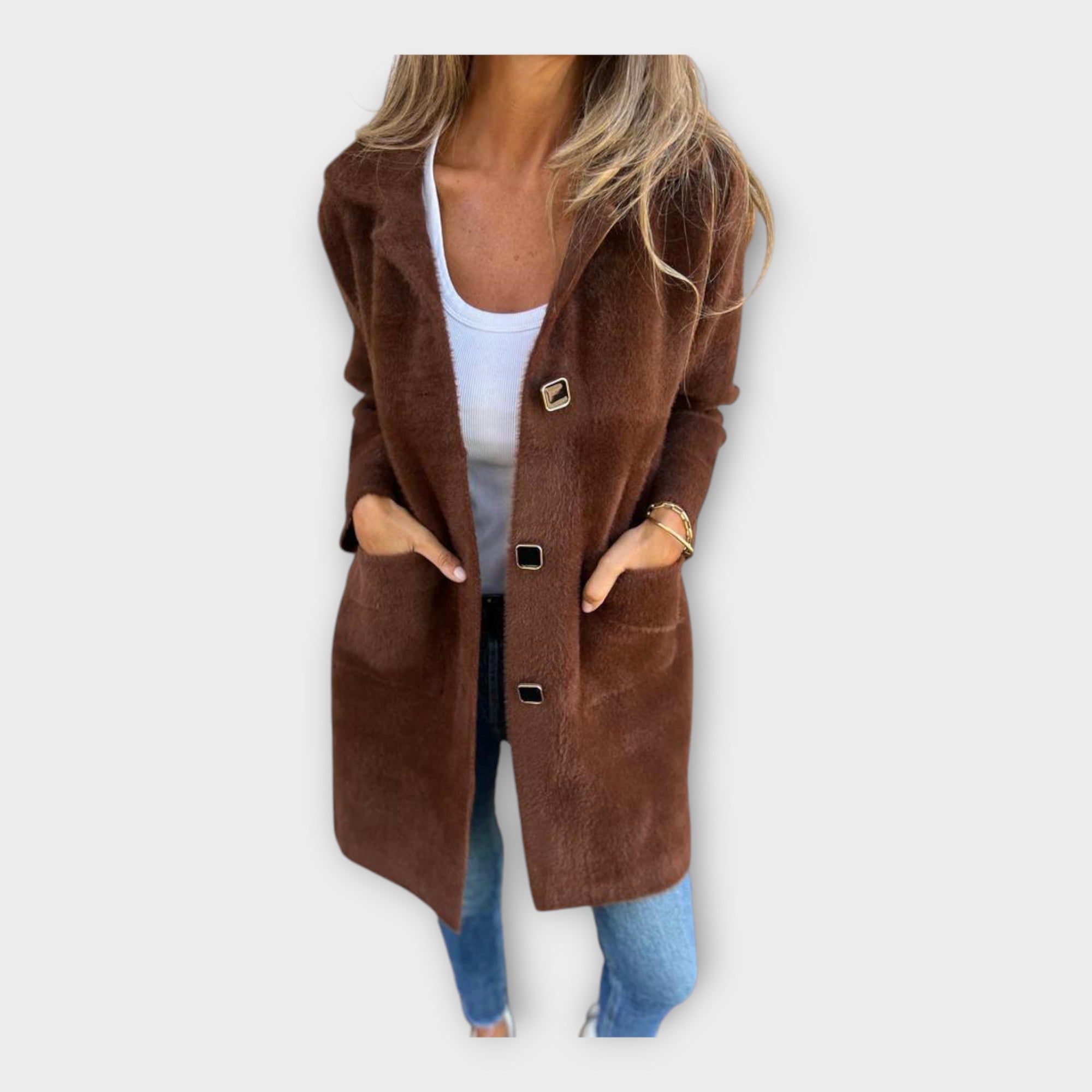Cappotto di Lana con Chiusura Elegante