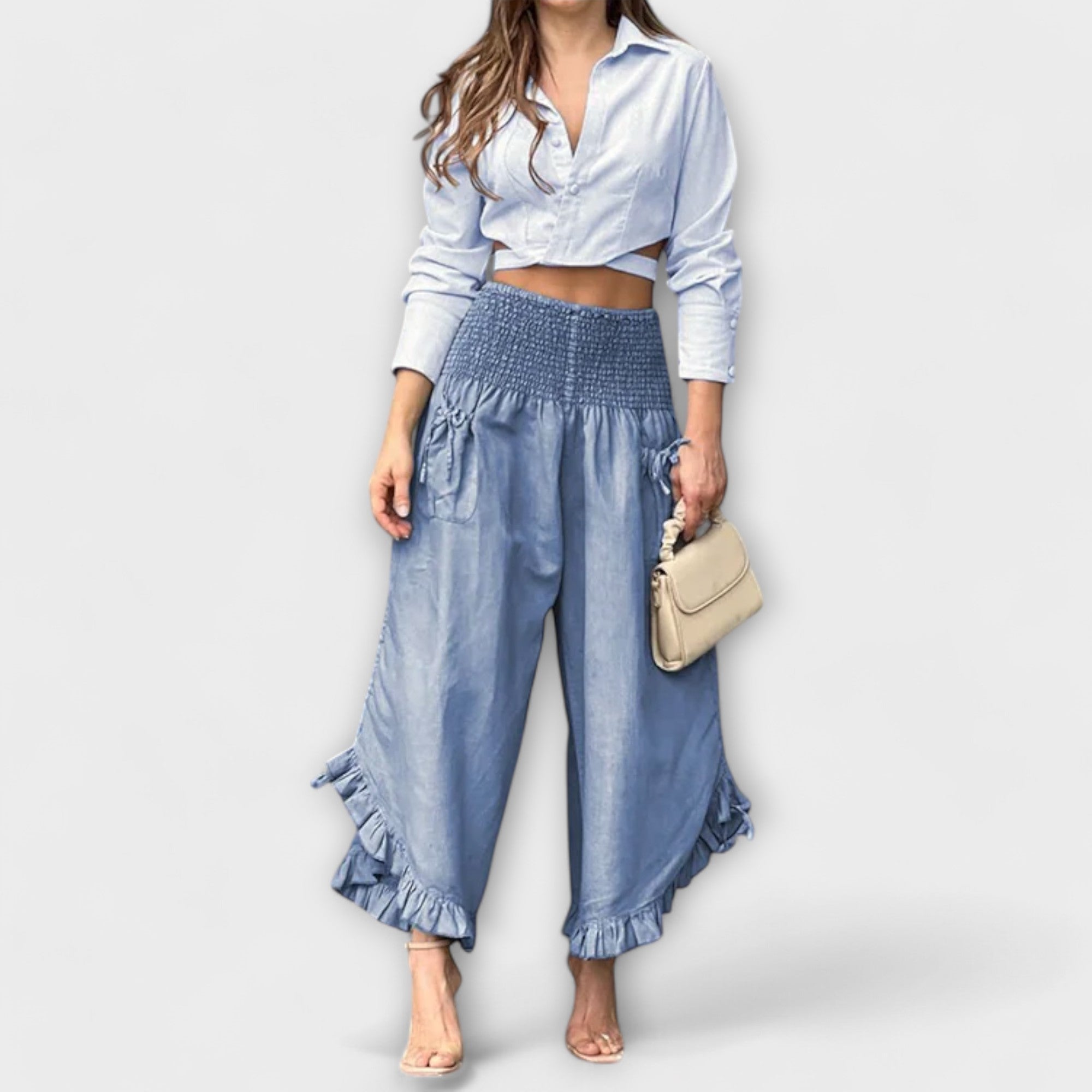 Jaya - Pantaloni in lino rilassati con moderne pieghe