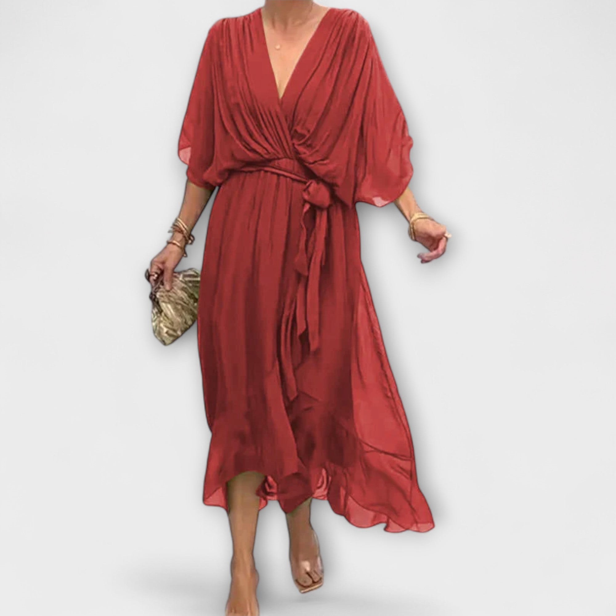 Amoura — Abito in Chiffon con Scollatura a V
