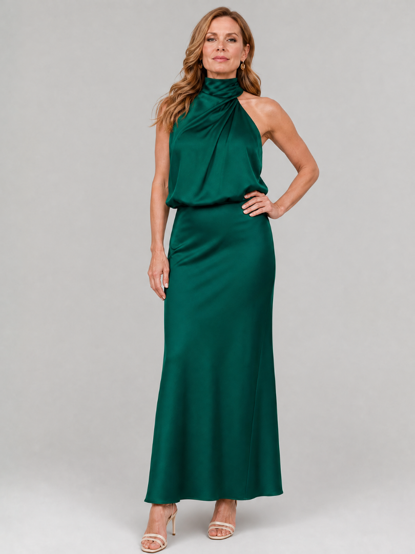 Nopal | Vestito Midi Senza Maniche con Collo Drappeggiato