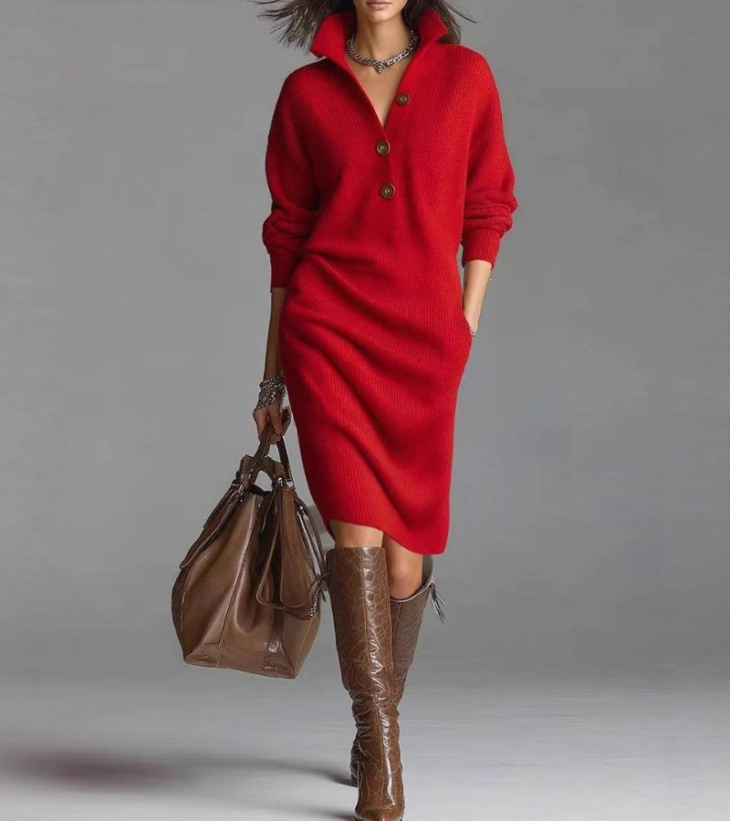 Scarlett | Elegante abito invernale con bottoni