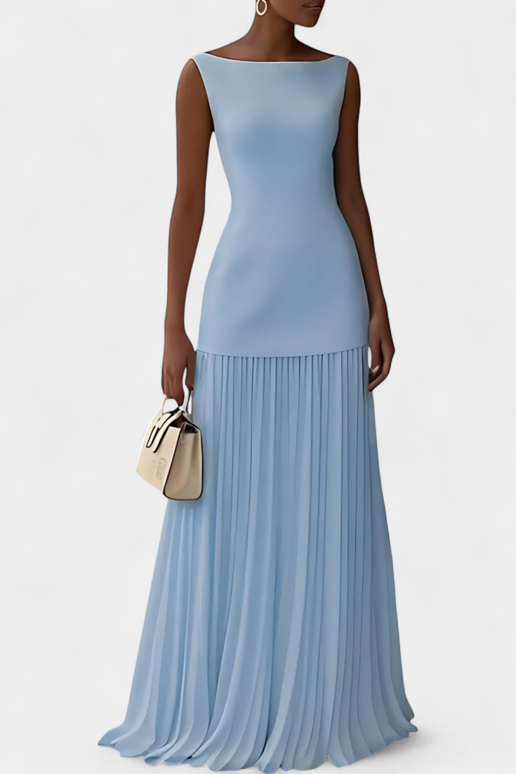 Silvana Abito da Sera Lungo in Chiffon con Pieghe