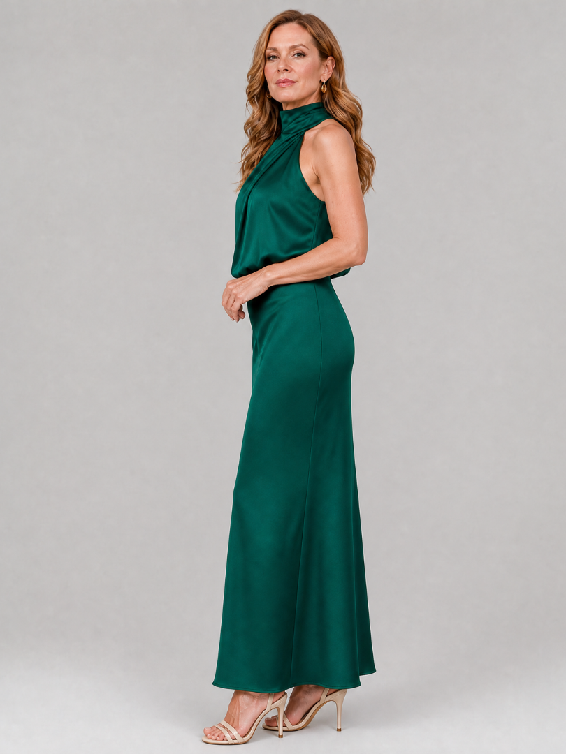 Nopal | Vestito Midi Senza Maniche con Collo Drappeggiato