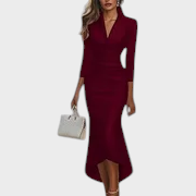 Blanca | Abito da Donna Bianco in Satin con Scollatura a V e Maniche 3/4, Giacca Bodycon Maxi Alto-Basso