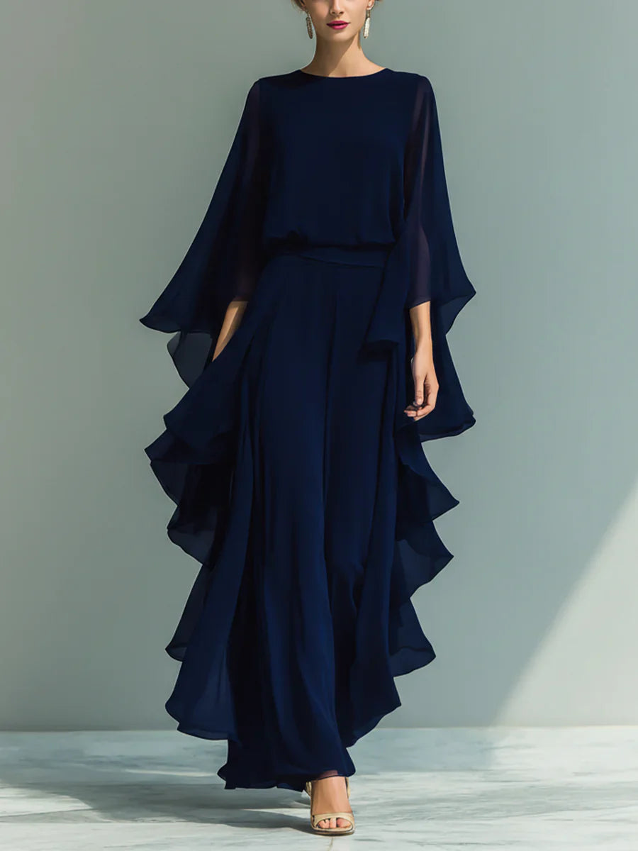 Helena | Completo Elegante in Chiffon con Volant