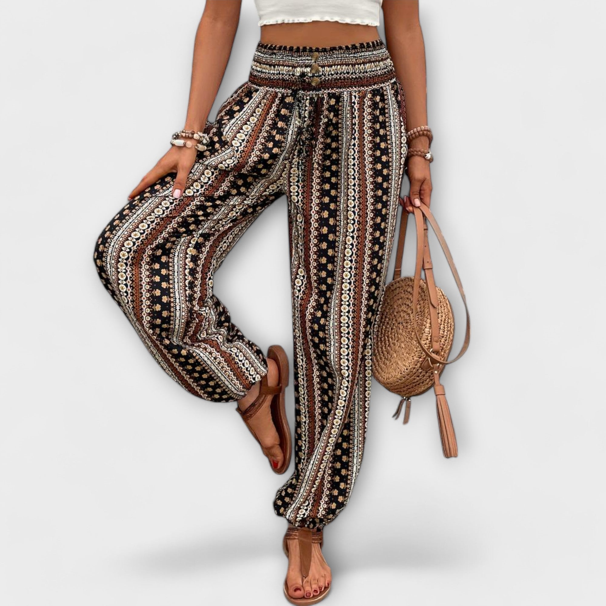 Scarlett - Pantaloni con design etnografico