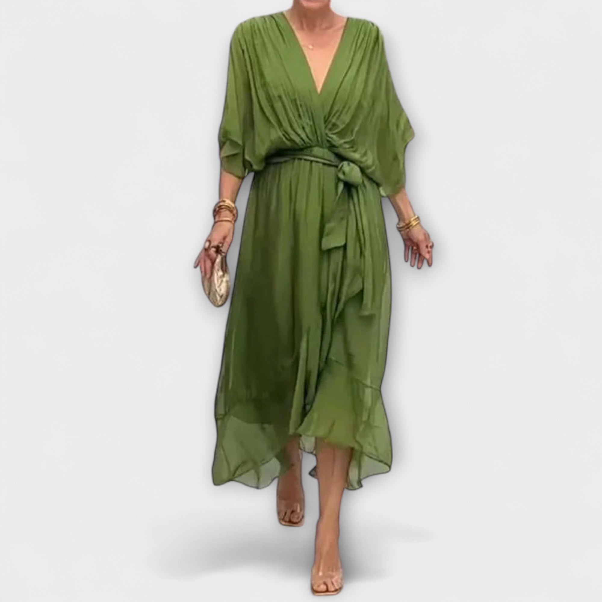 Amoura — Abito in Chiffon con Scollatura a V