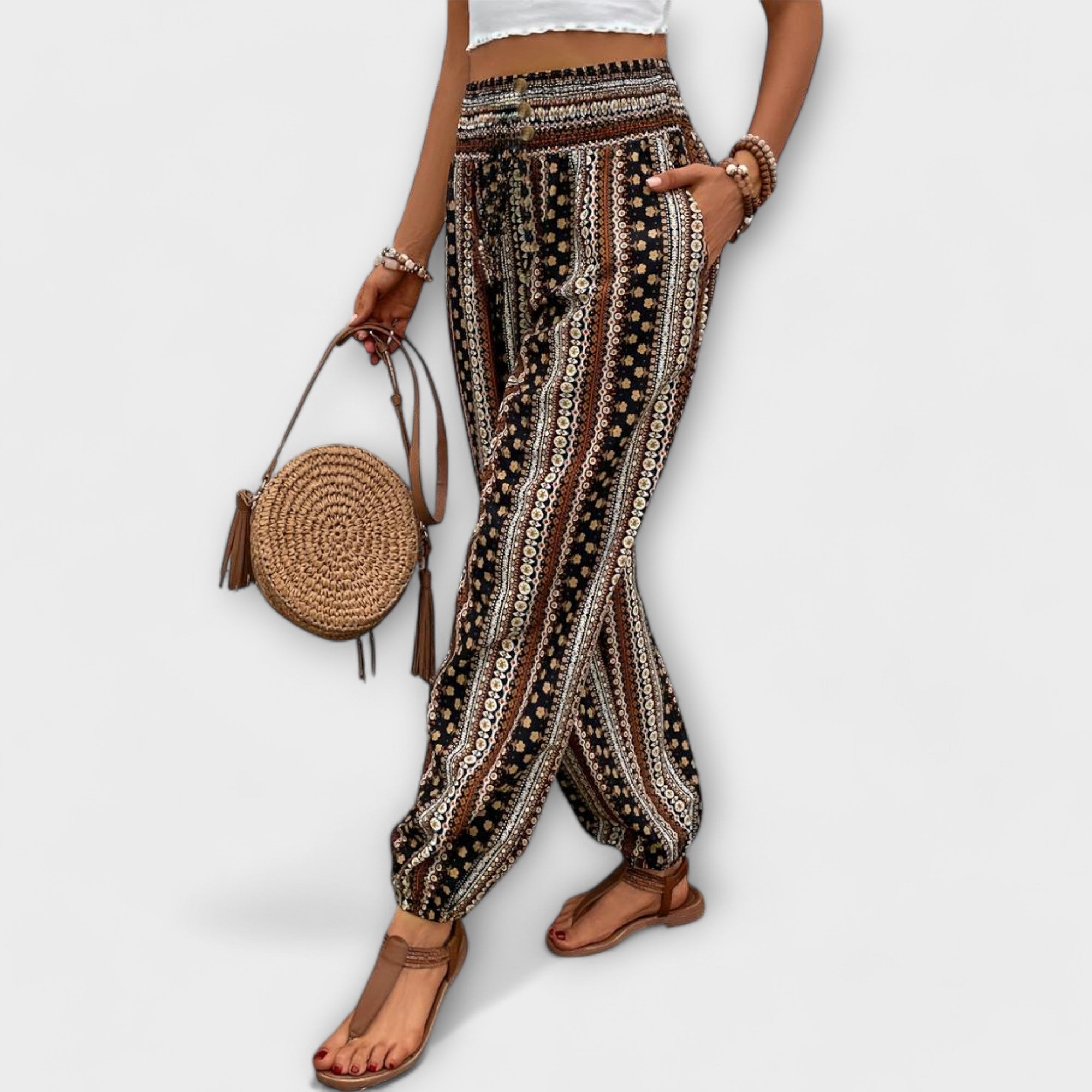 Scarlett - Pantaloni con design etnografico