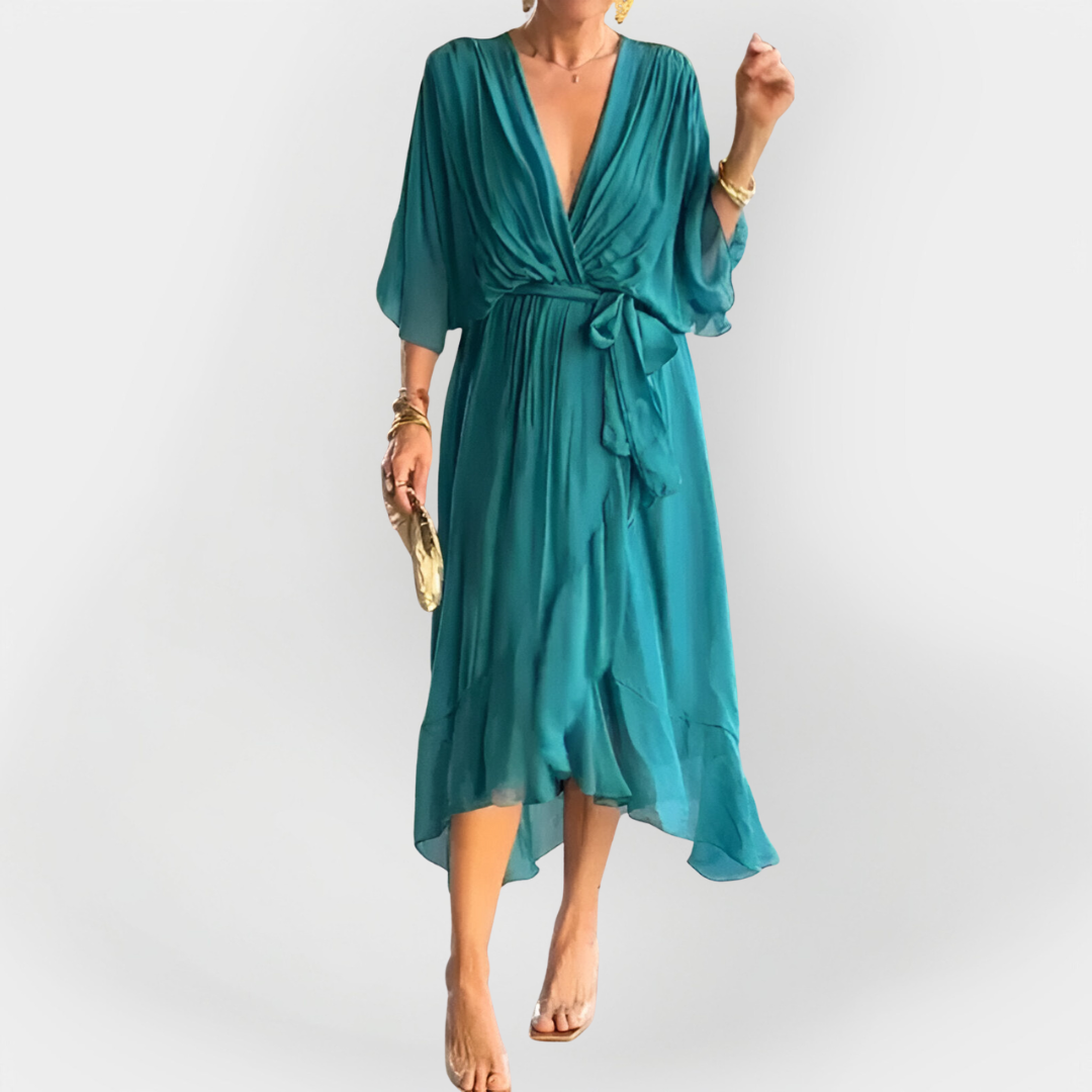 Abito in Chiffon con scollatura a V