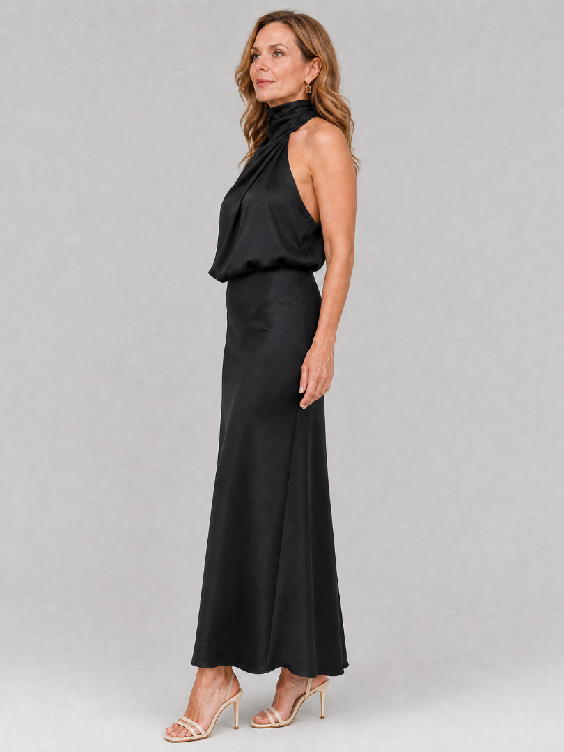 Nopal | Vestito Midi Senza Maniche con Collo Drappeggiato